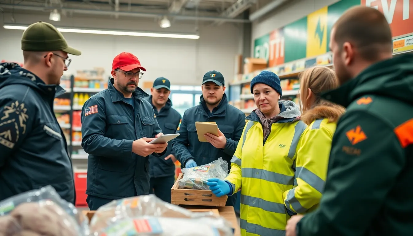 A farmer delivering fresh produce to a local supermarket, showcasing the connection between local agriculture and national defense strategies in Finland