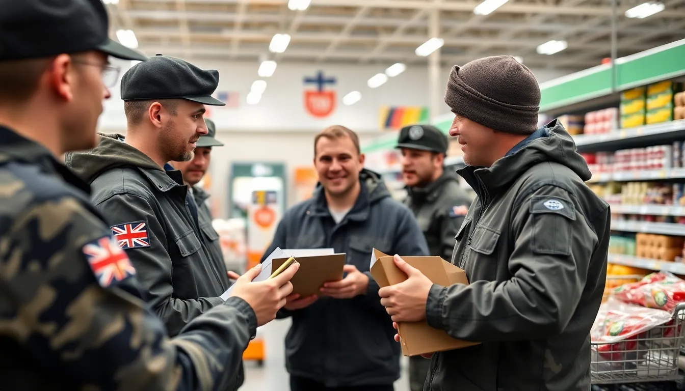 Customers shopping in a wellorganized supermarket, highlighting the vital role these retail spaces play in maintaining public order and access to supplies during crises