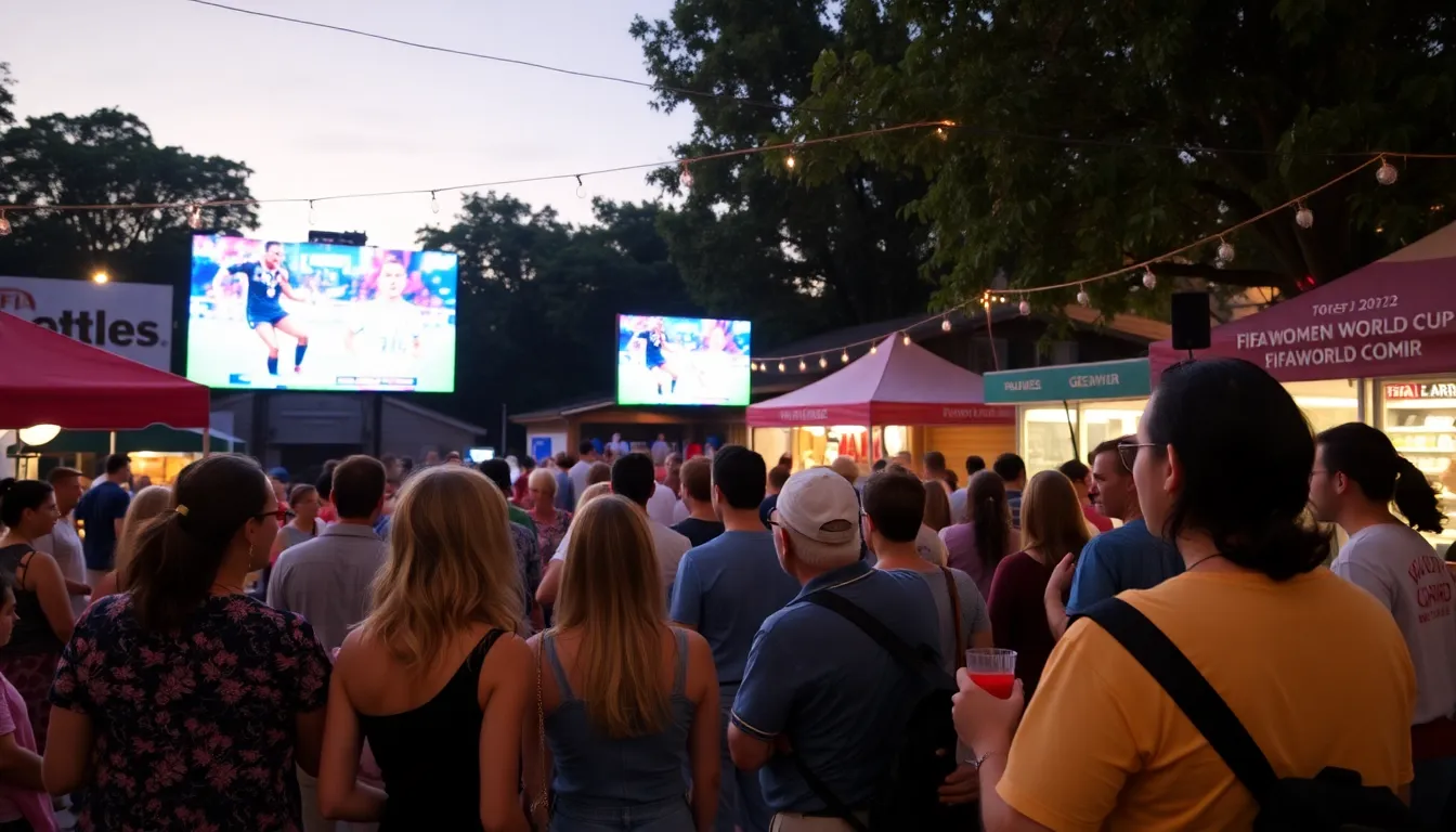 A bustling bar atmosphere filled with enthusiastic supporters cheering for their national teams as they navigate the challenges of overlapping game schedules