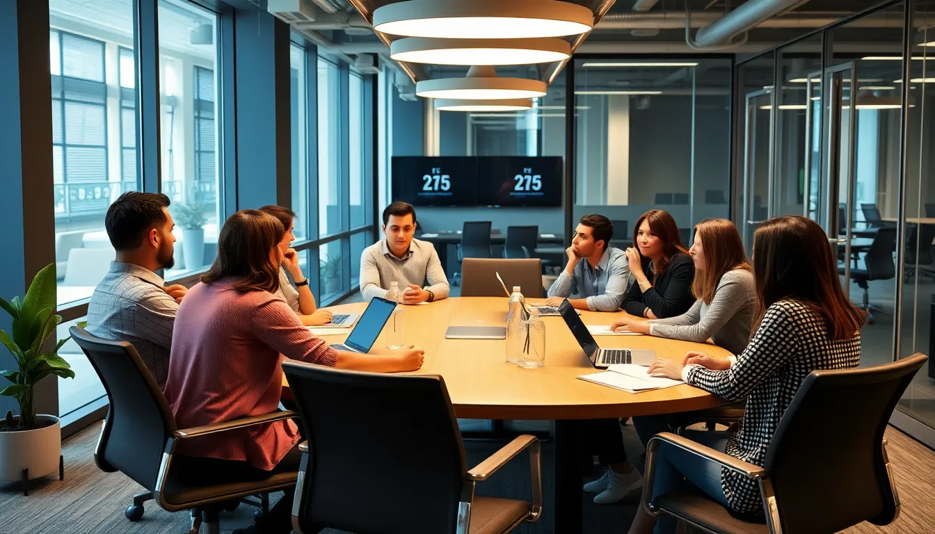 A diverse team brainstorming innovative ideas in a collaborative workspace, highlighting the shift towards productivity in a condensed schedule