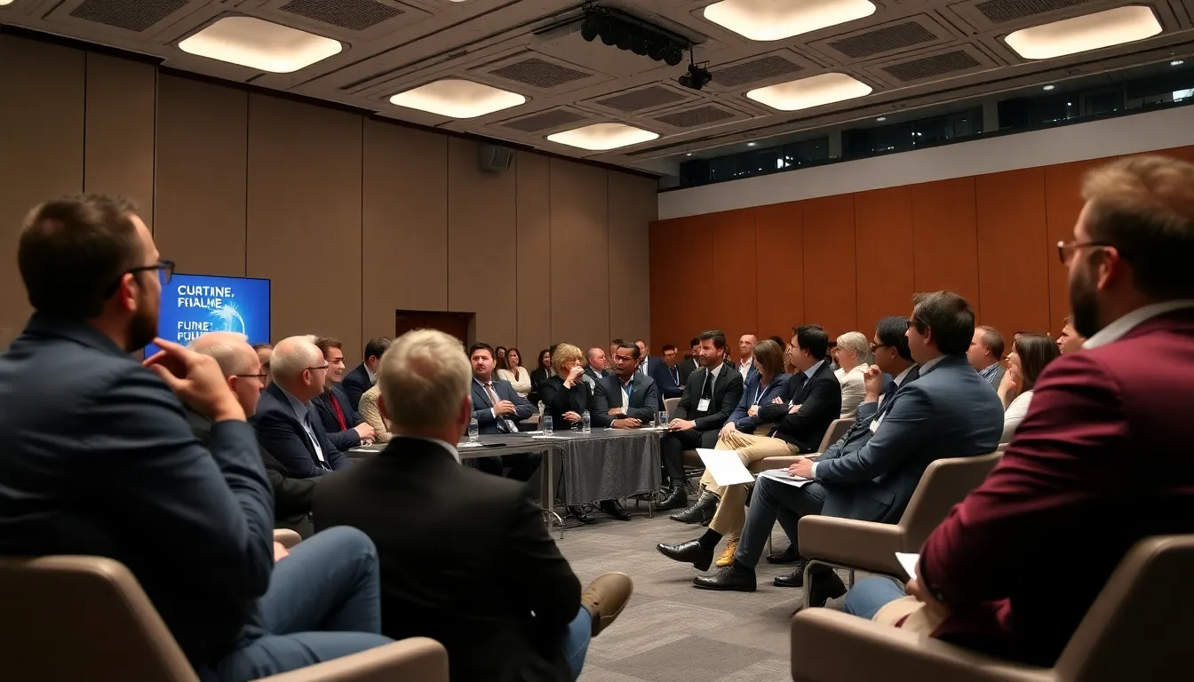 Government officials and industry leaders participating in dialogues focused on intellectual property rights and funding for creative projects at the summit