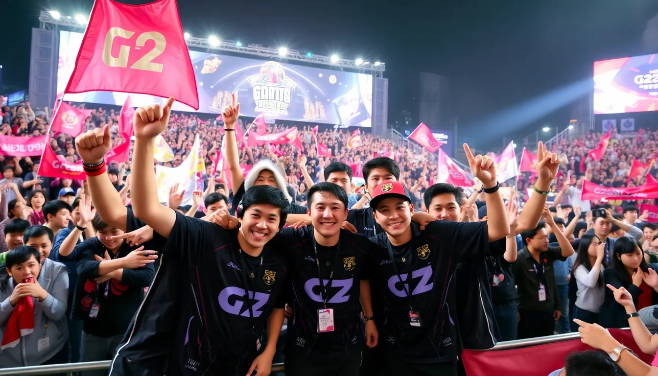 A packed arena filled with enthusiastic fans cheering for G2 Esports, highlighting the growing excitement around Western teams in the esports scene