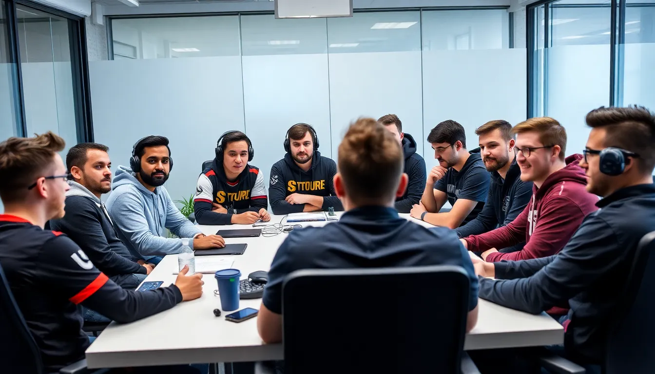 G2 HEL's newly formed esports roster gathers for a team meeting, showcasing a mix of experienced players and newcomers as they prepare for their upcoming tournament.