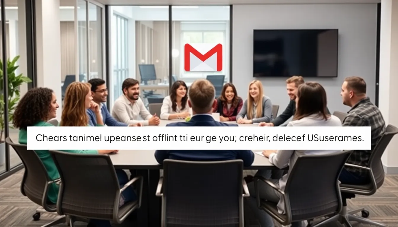 A diverse group of individuals discussing the implications of changing their Gmail usernames for personal and professional use