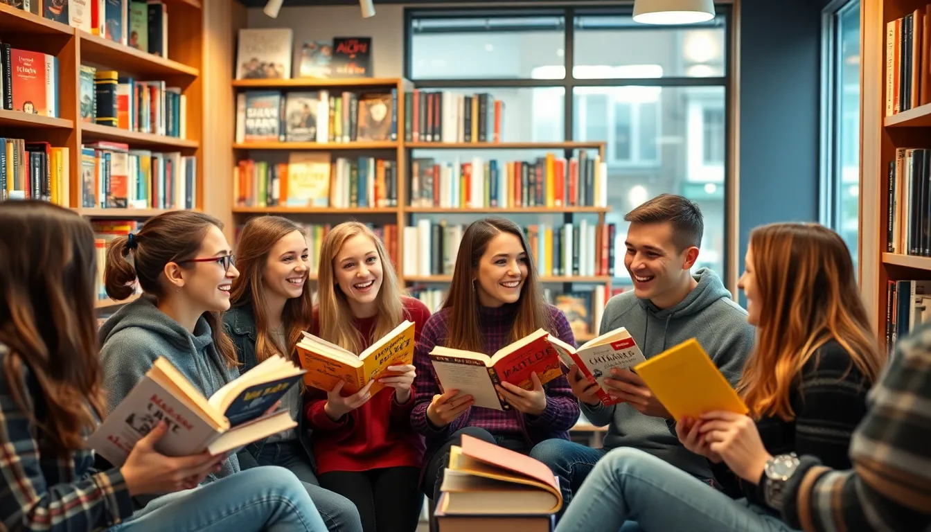 A group of enthusiastic readers engaging in lively discussions about their favorite books, showcasing the sense of community fostered by BookTok