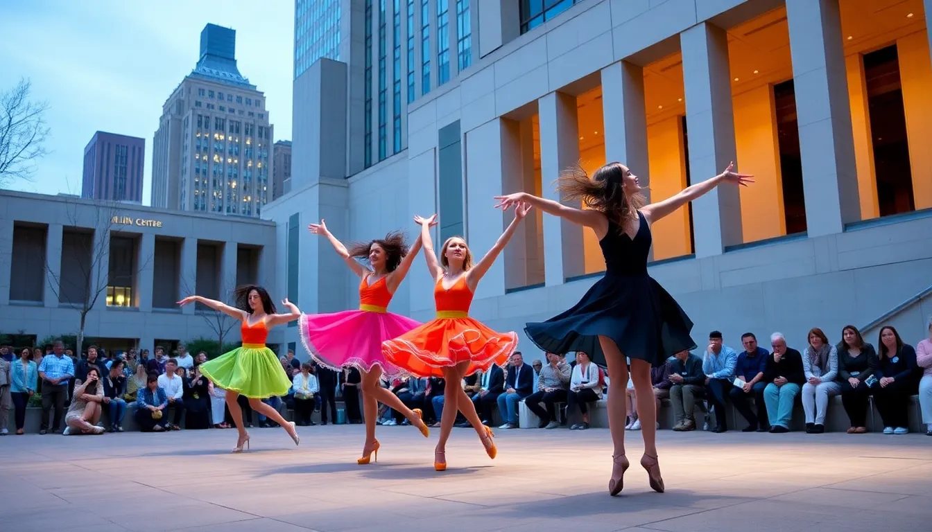 The audience watches in awe as the performance unfolds on stage, highlighting the collaborative nature of the arts and the innovative visions of the choreographers