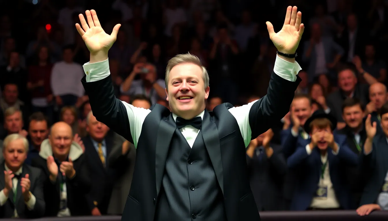 The intense atmosphere of the Crucible Theatre is palpable as fans witness the thrilling moments of the match between Higgins and O'Sullivan