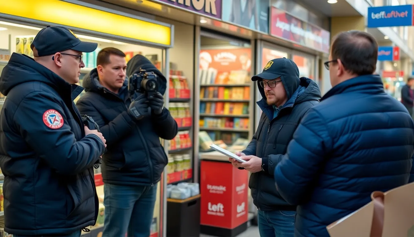 An employee behind the counter of a minimart, engaged in a conversation that hints at the normalization of drug transactions in everyday retail environments