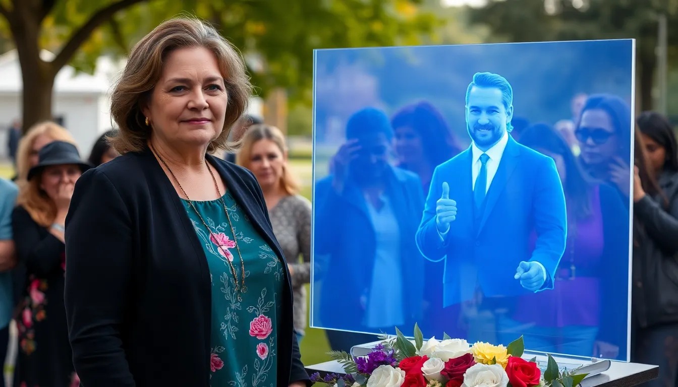 A grieving family reflects on the hologram of their loved one, capturing the complex emotions of loss and connection as they navigate the innovative approach to memorialization