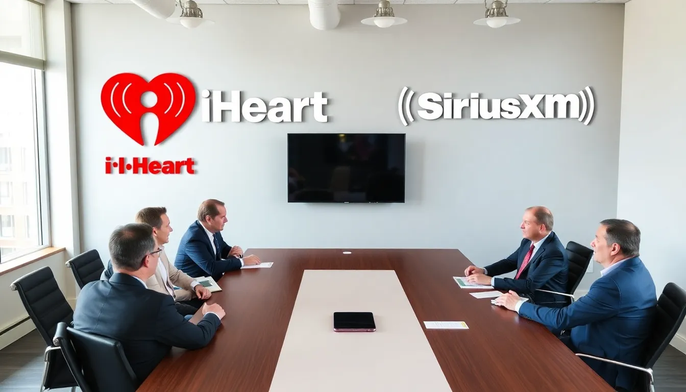 A bustling office environment showcases stakeholders analyzing market trends and competition in the audio entertainment sector