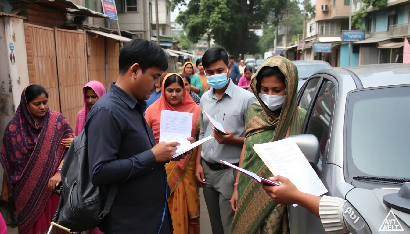Officials in India gather data from residents as the country begins its extensive census process, with enumerators visiting households to record responses across various aspects of life.