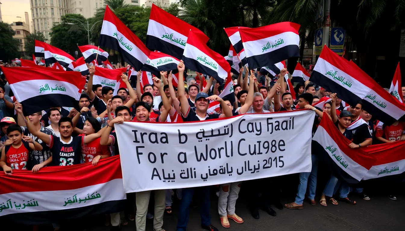 Fans across Iraq uniting in excitement and pride as their national team secures a spot in the World Cup, showcasing their unwavering support