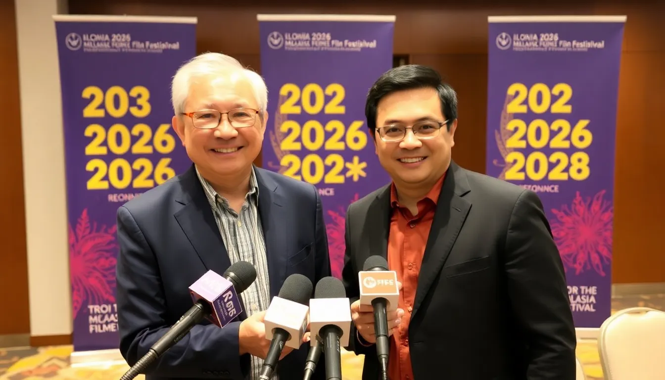 Jack Tan and Zizan Razak engaging with fans during a promotional event for the 2026 Malaysia Film Festival