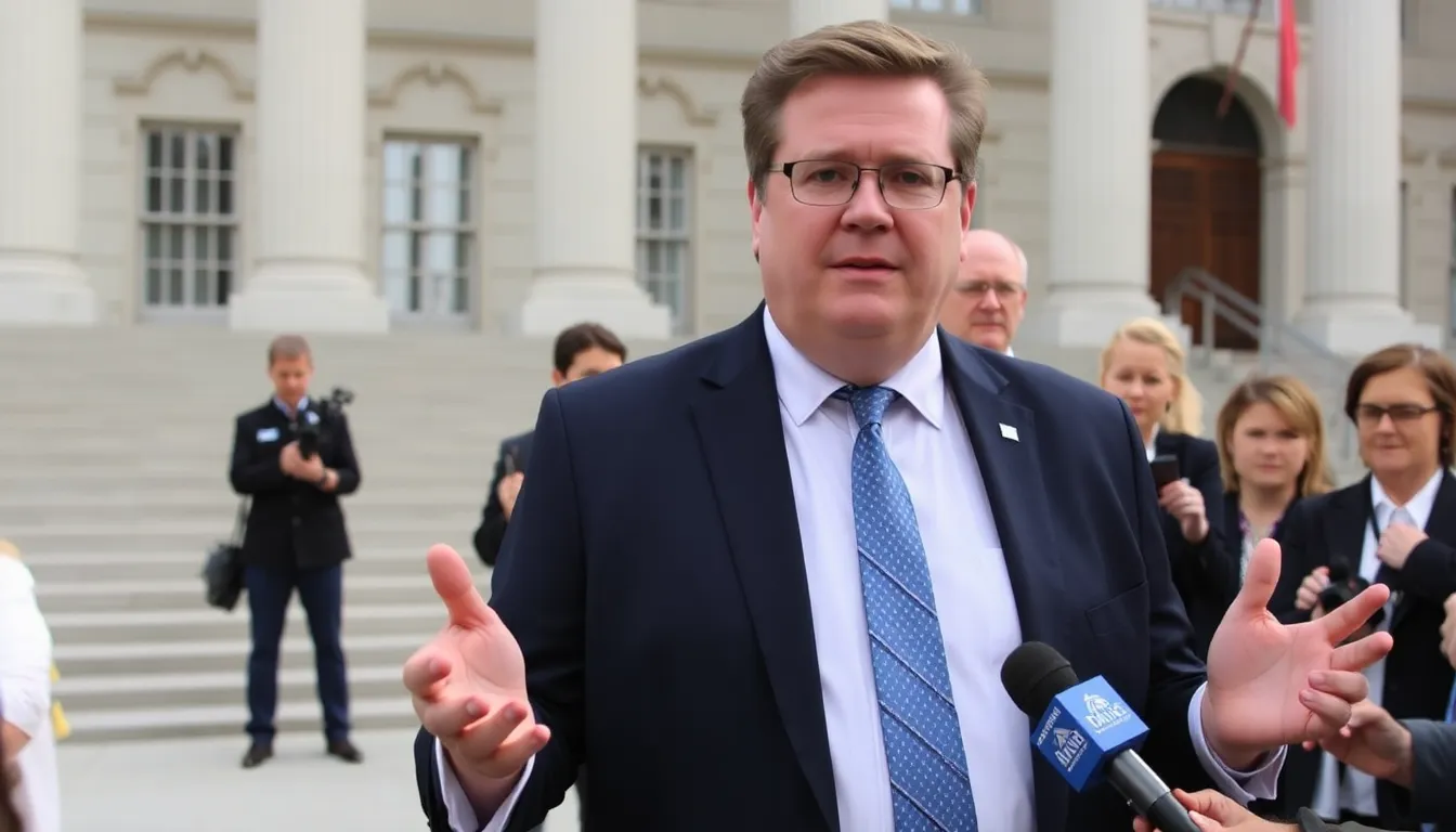 JD Vance speaks to reporters outside a government building, defending his support for Hungarian Prime Minister Viktor Orbán amid concerns over recent electoral losses for Orbán's party.