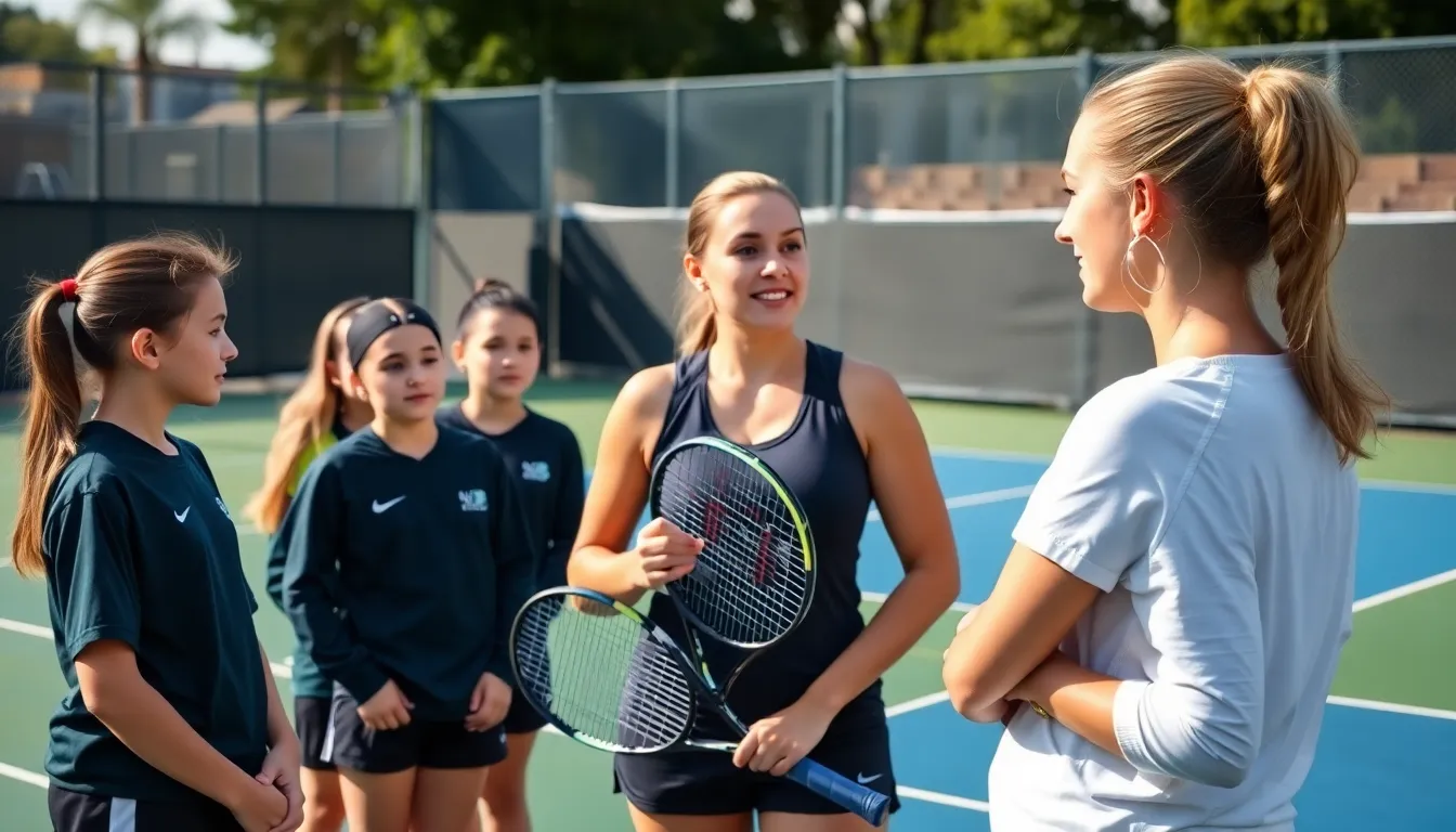 A young Jelena Dokic competing in a junior tennis tournament, showcasing her talent and determination on the court