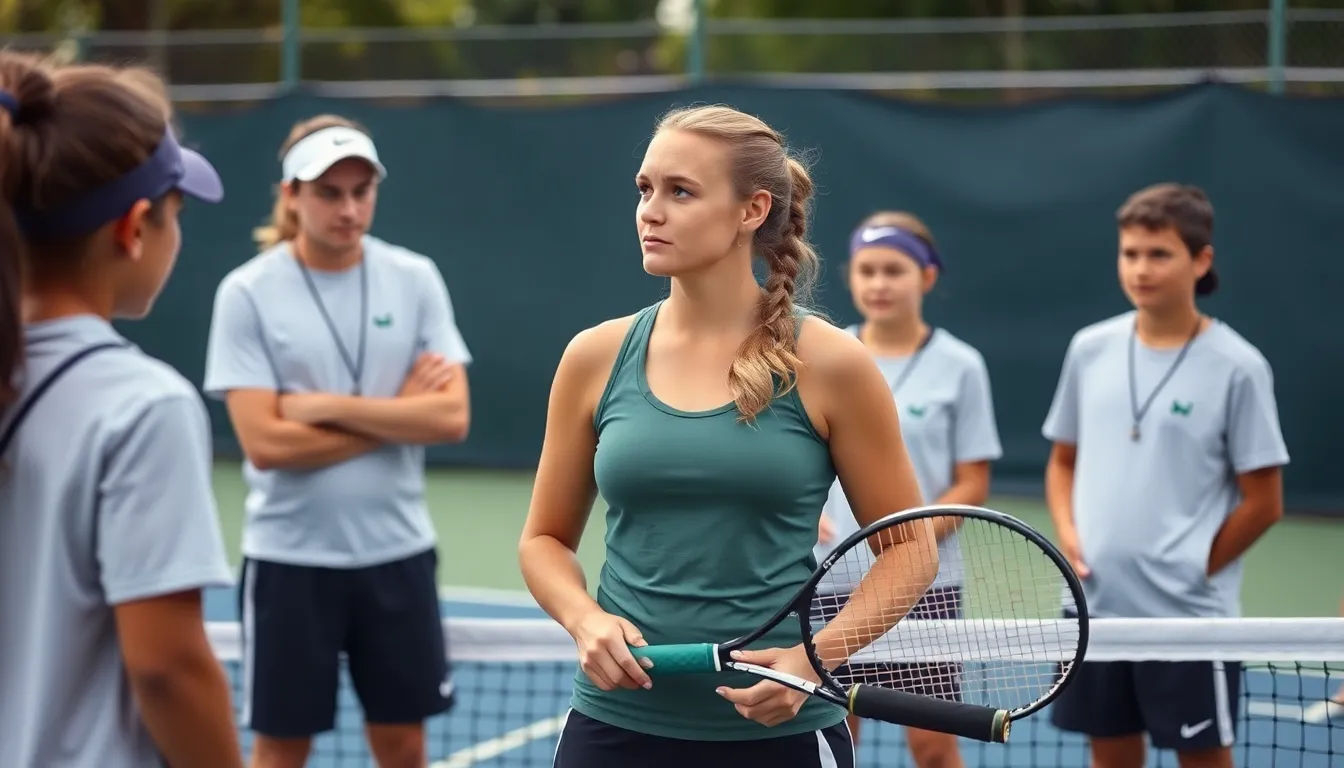 Dokic sharing her experiences and advocating for mental health awareness at a sports event, engaging with fellow athletes and fans
