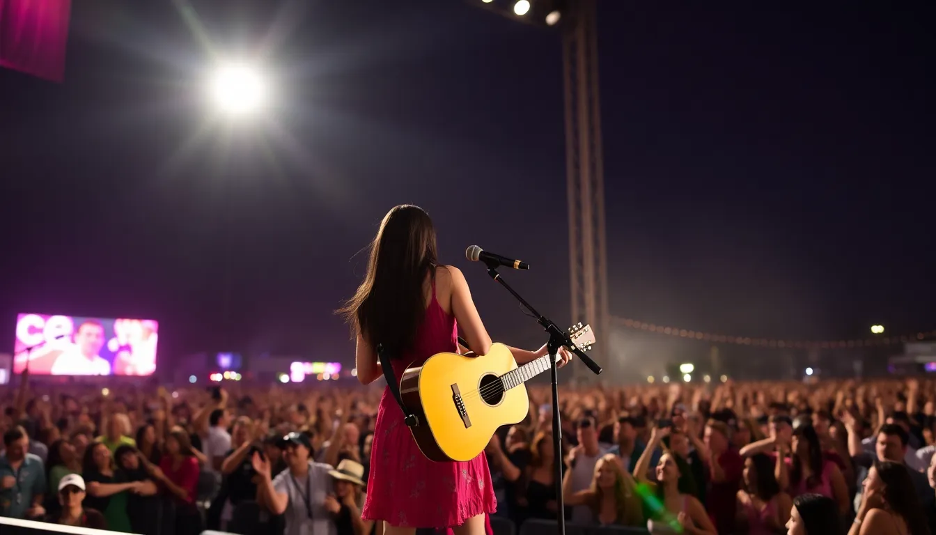 Festivalgoers engaging with the buzz surrounding Musgraves' performance, reflecting the growing crossover appeal of country artists in mainstream events