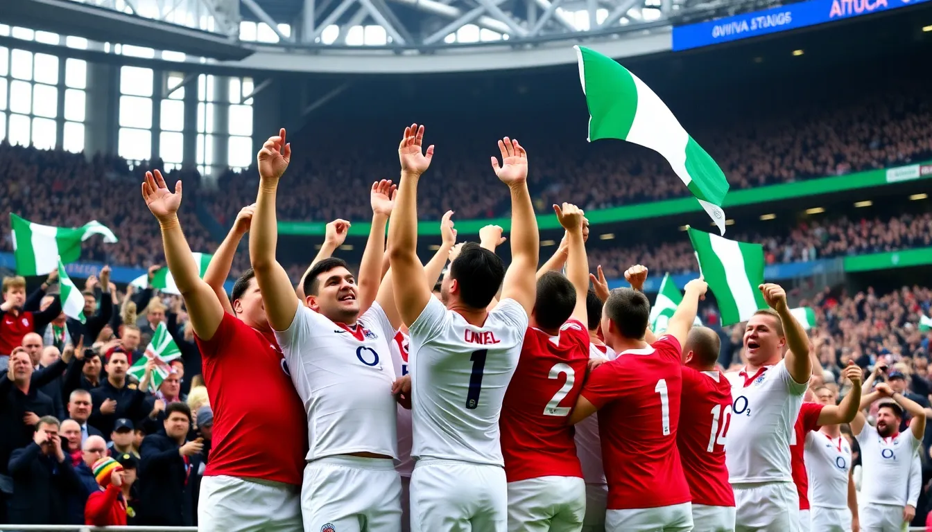 England's players executing a strategic play on the field, showcasing their teamwork and adaptability under pressure