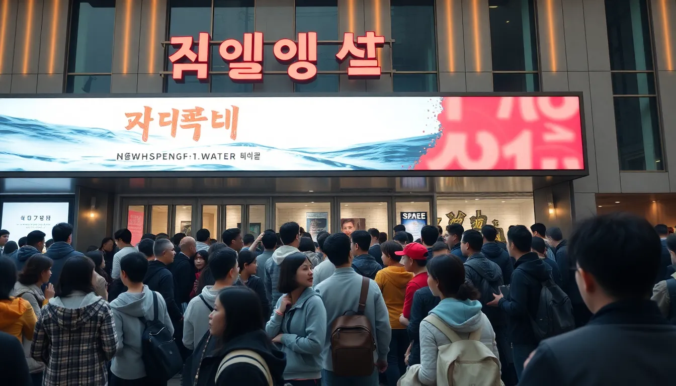 A busy street near a cinema, bustling with audiences as they leave after watching the film, contributing to a lively local economy