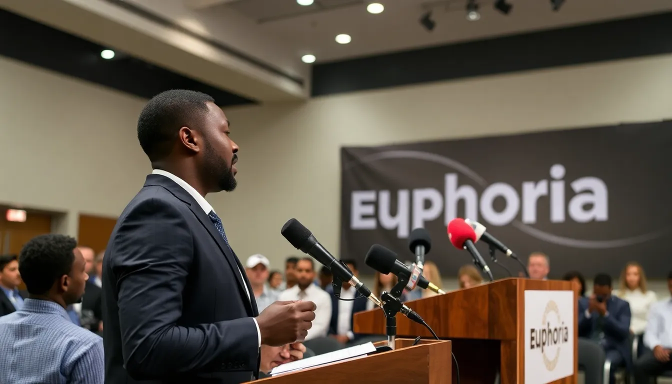 Labrinth speaks to reporters during a press conference, addressing the absence of his music from the upcoming season of Euphoria while emphasizing the importance of artistic integrity.