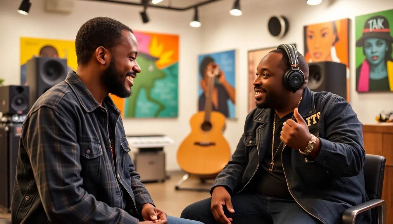 The artist passionately discussing his musical influences and personal experiences during an intimate interview setting