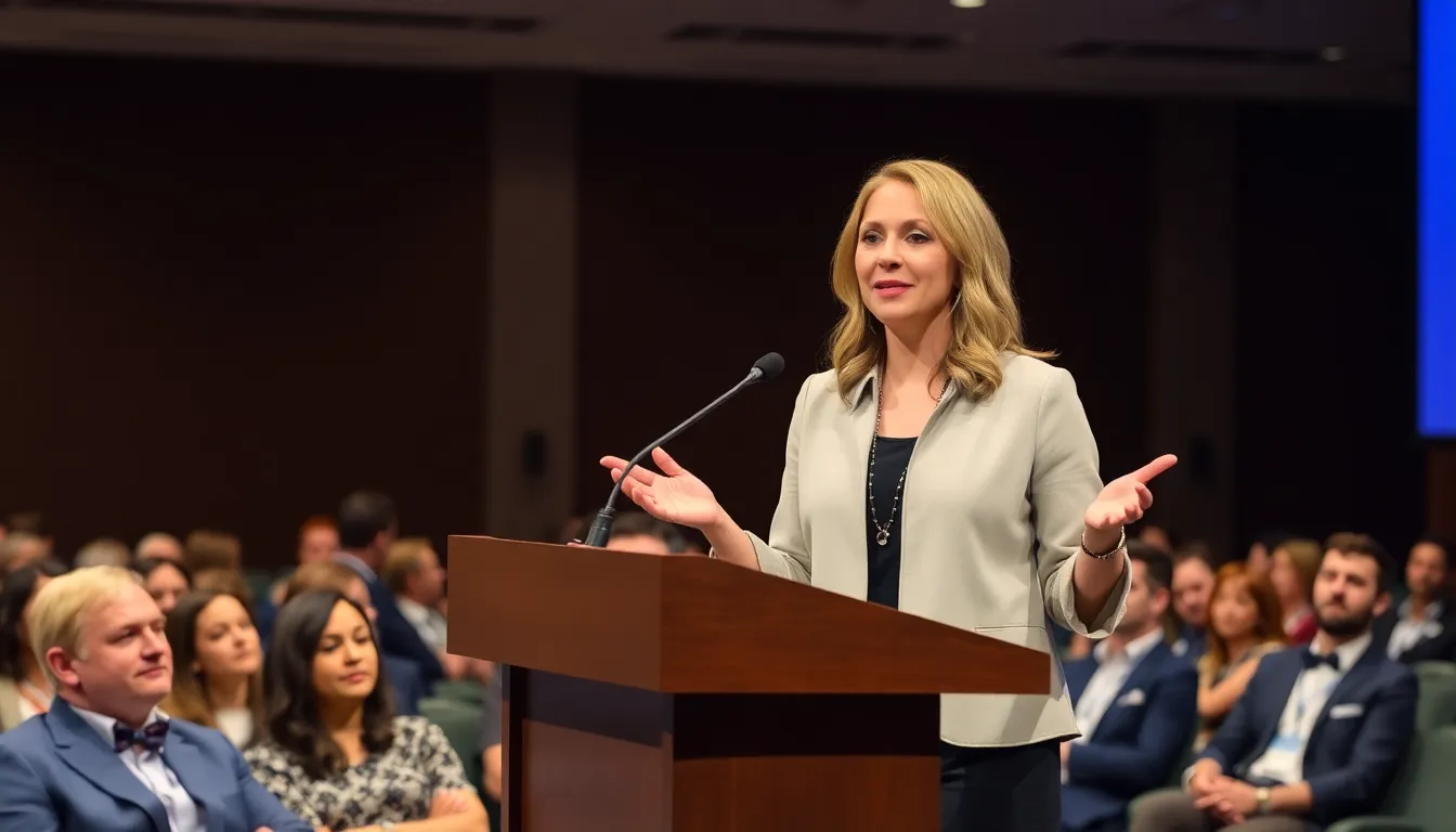 A diverse audience engaged in a lively conversation about the impact of humor on societal issues, inspired by Kudrow's insights