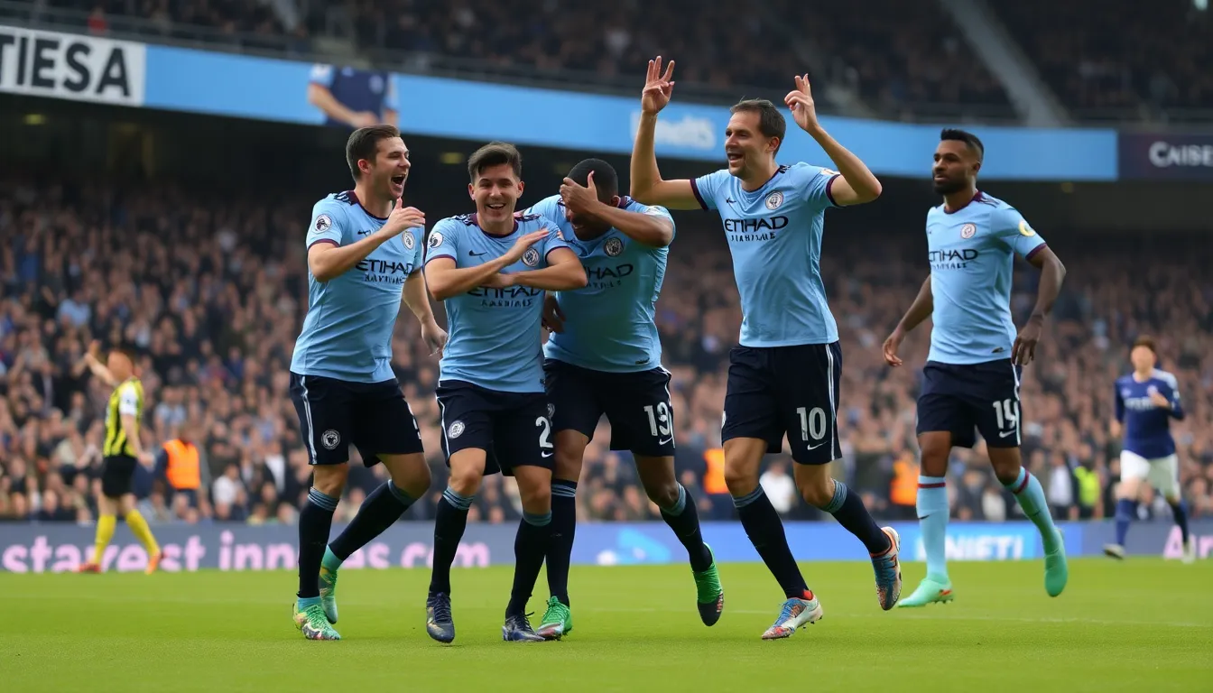 Pep Guardiola passionately instructs his players from the sidelines, reflecting his tactical acumen and leadership during the game