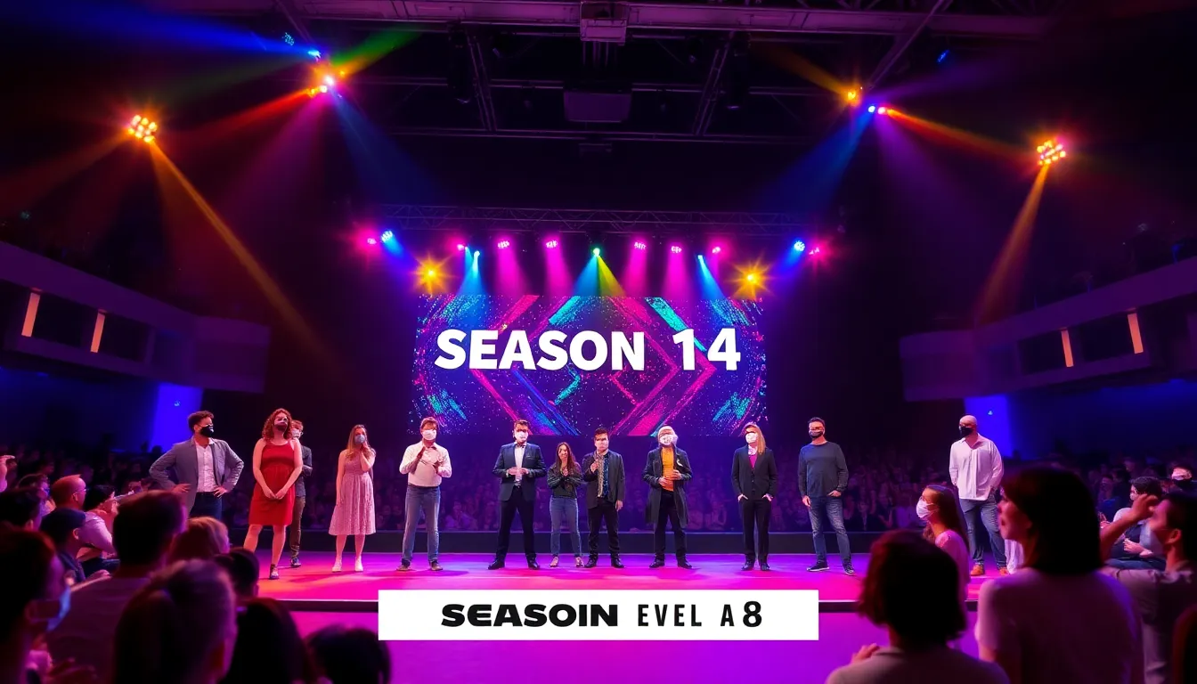 The grand finale of The Masked Singer Season 14 showcases the dramatic reveal of the final contestants, with a lively audience eagerly anticipating the announcement of the season's winner.