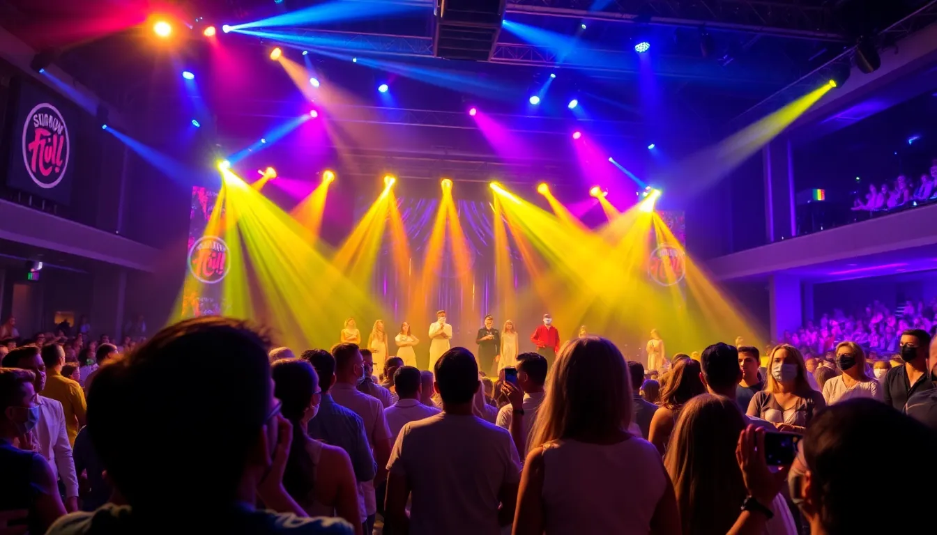 The energetic atmosphere of the finale captures the audience's anticipation and engagement as they await the announcement of the season's winner