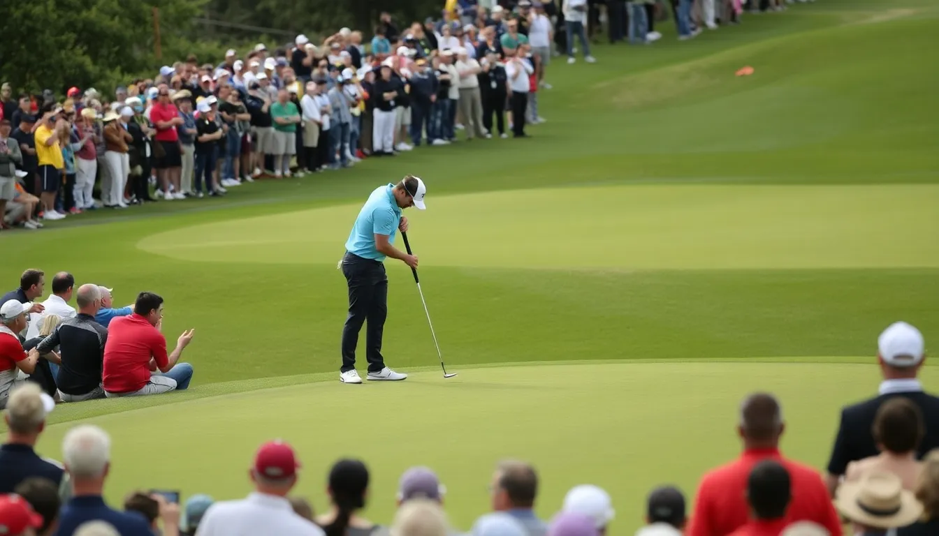 A dynamic shot of McIlroy on the course, illustrating his unique blend of technical skill and emotional intelligence that defines his approach to golf