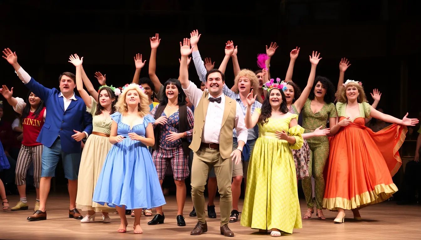 The innovative staging highlights the playful aesthetic of the production, emphasizing the comedic elements of Shakespeare's classic