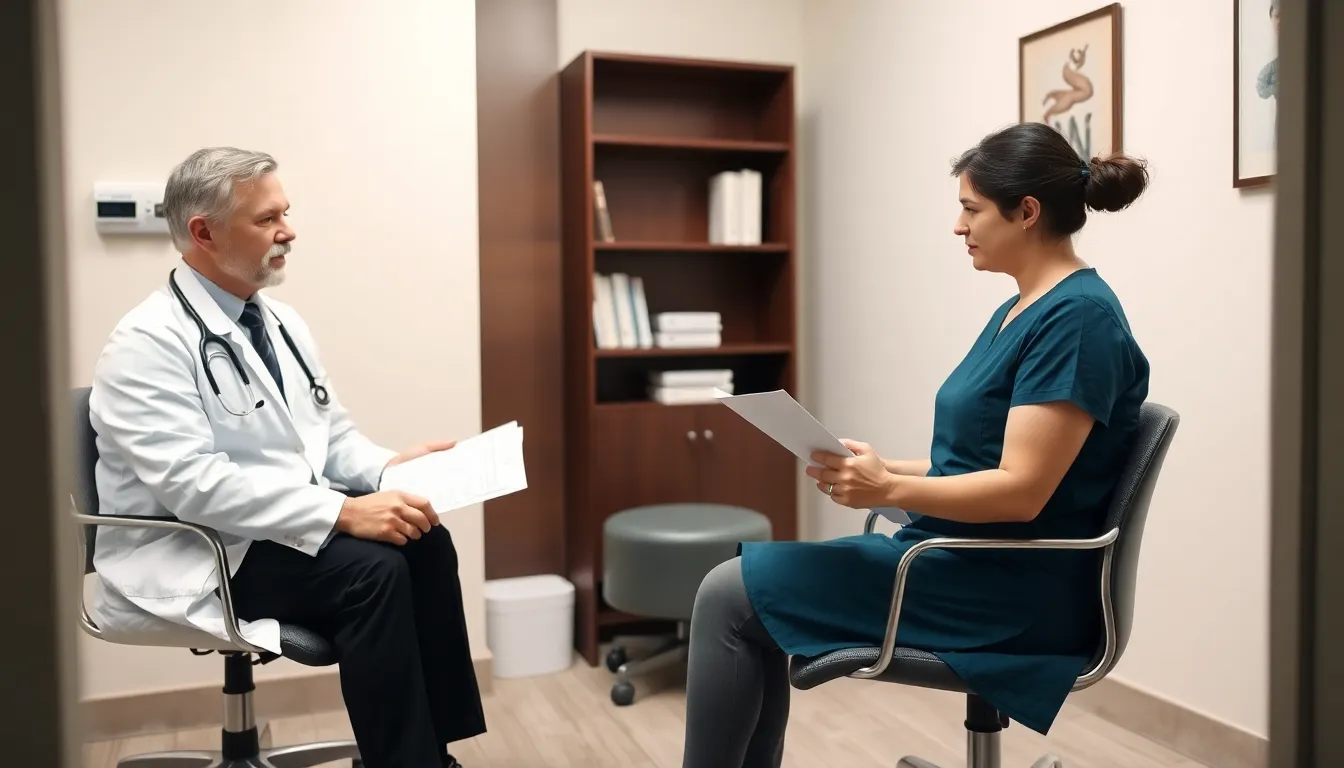 A woman reflecting on her decision to pursue a private hysterectomy while reviewing medical literature about reproductive health