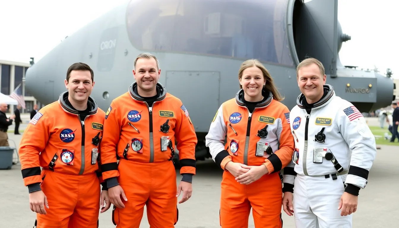 An inspiring scene of students and young enthusiasts engaging with space exploration exhibits, reflecting the mission's goal to ignite interest in science and engineering careers