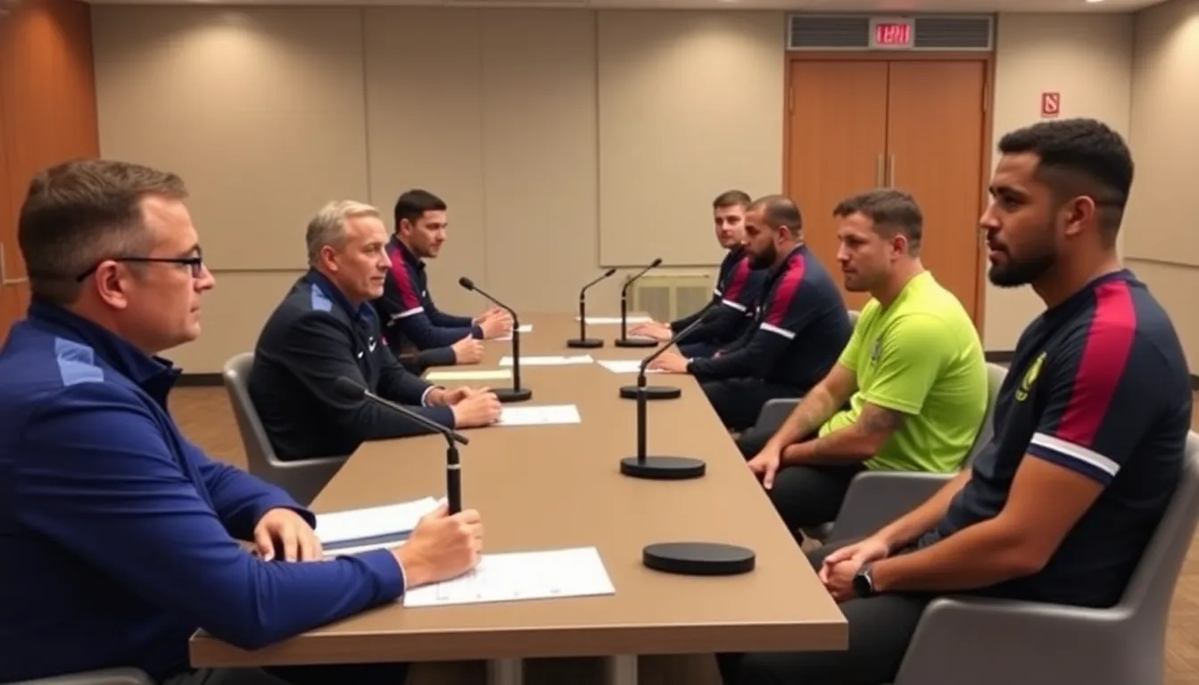 Nike representatives discuss feedback from athletes regarding shoulder design issues in the new 2026 World Cup jerseys during a press conference.