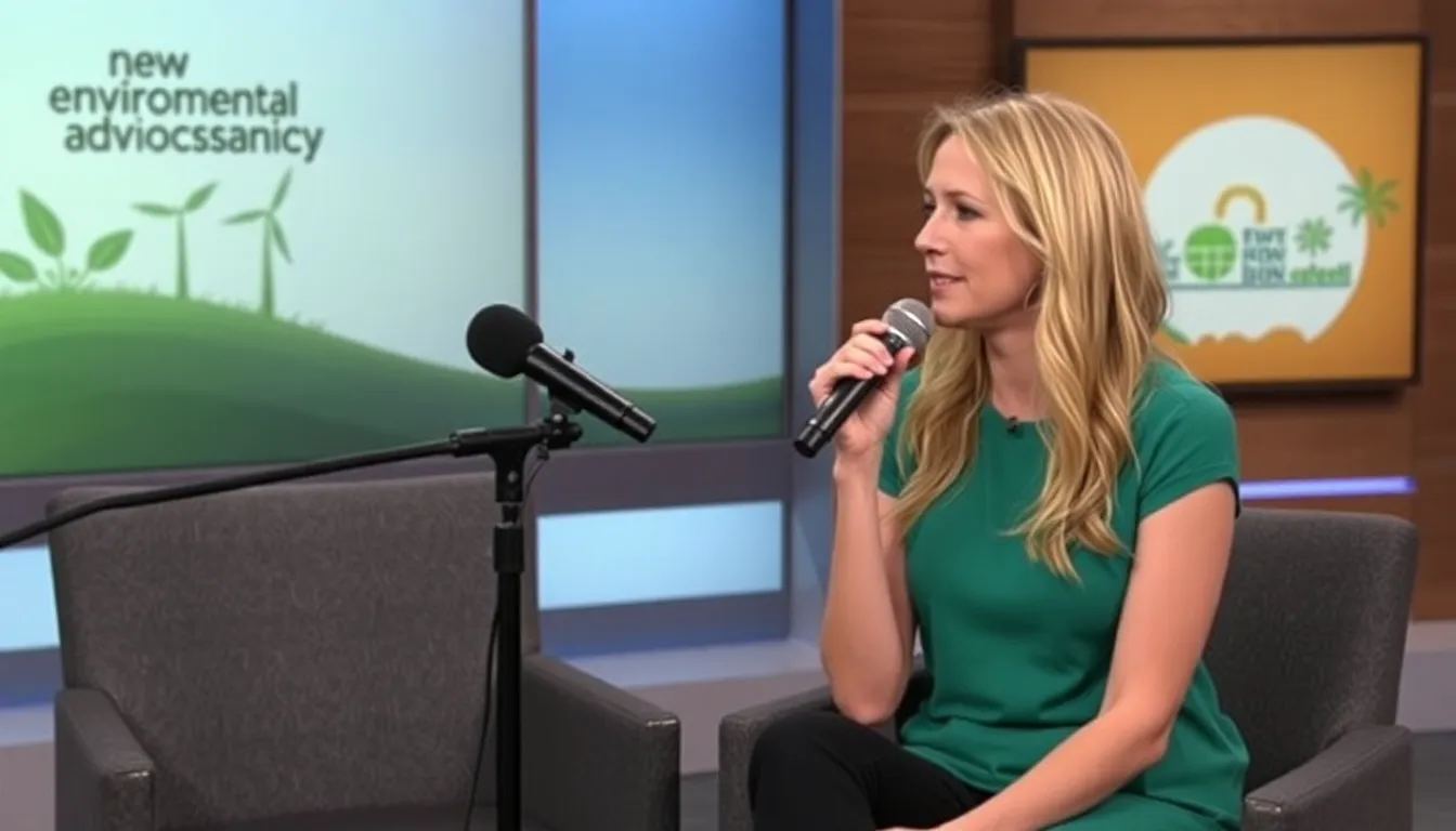 Nikki Glaser speaks during an interview, discussing her thoughts on roasting Leonardo DiCaprio and the importance of aligning such events with environmental advocacy.