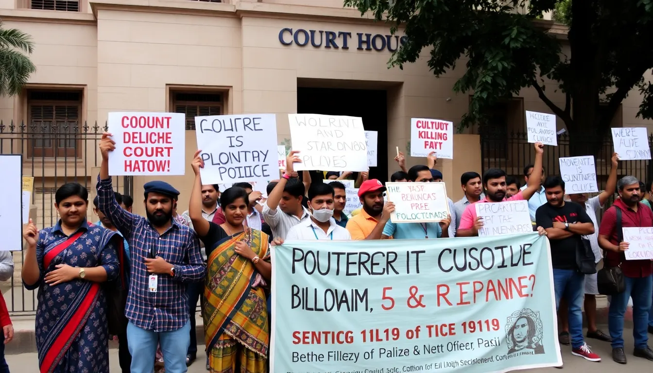 Protesters gathering to voice their concerns about police brutality and the need for systemic reforms in law enforcement in India