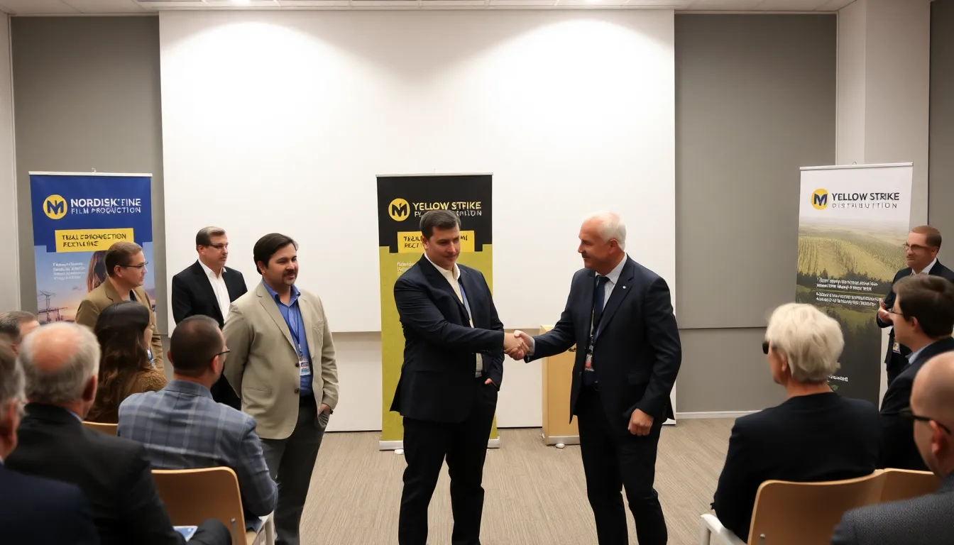 A visual representation of the collaboration between Nordisk Film Production and Yellow Strike, symbolizing the strategic partnership aimed at enhancing content distribution for streaming platforms