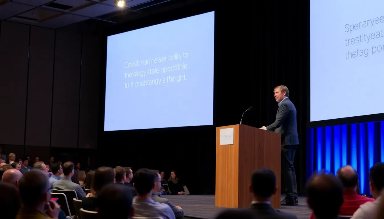 A group of industry experts discussing the implications of OpenAI's new technology sharing policy and its potential impact on the AI landscape