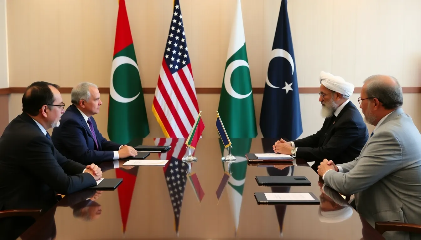 A gathering of international stakeholders observing the peace negotiations, reflecting the global interest in USIran relations