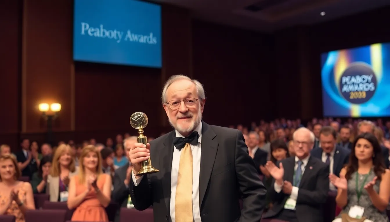A diverse group of industry professionals engaged in discussions about the significance of creative visionaries, inspired by James L. Brooks' legacy and the evolving media landscape