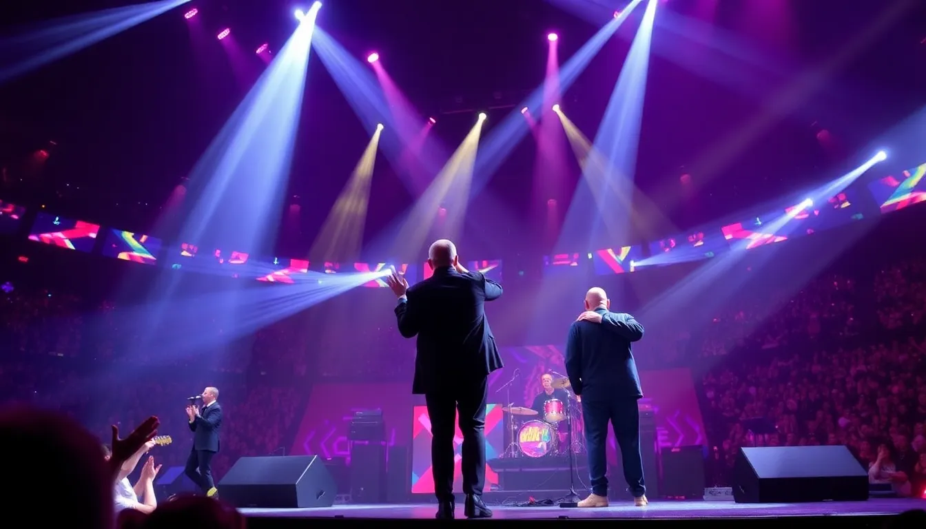The Pet Shop Boys perform on stage at the O2 Arena in London, captivating the audience with a setlist of lesserknown tracks.