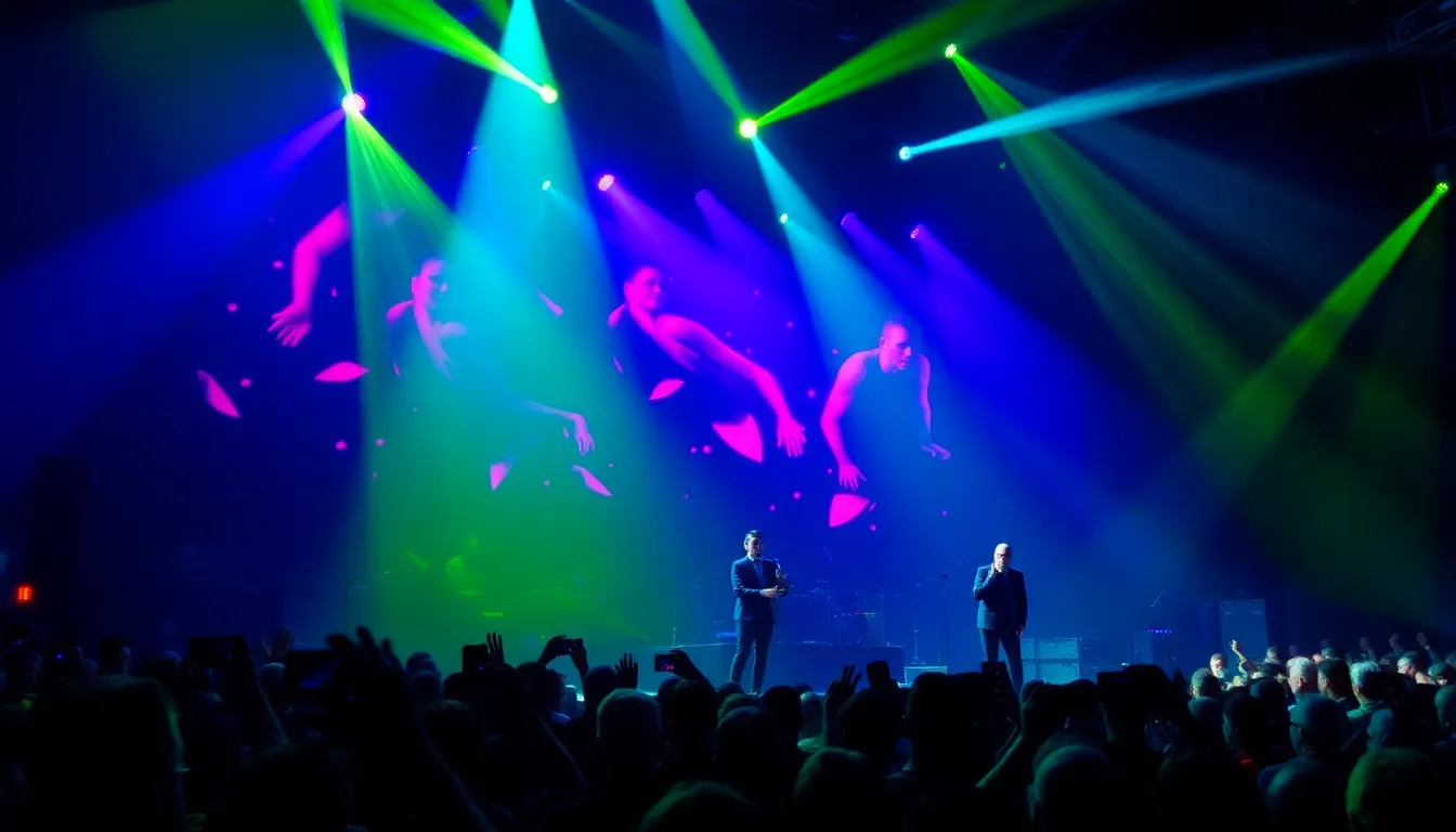 Neil Tennant and Chris Lowe share a moment on stage, showcasing their commitment to exploring the obscurities of their extensive music catalog