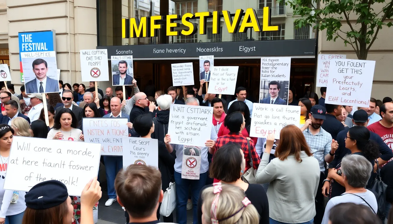 A tense meeting between filmmakers and government officials, highlighting the clash between creative expression and political considerations