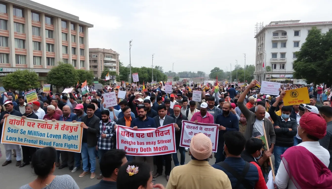 A local politician addressing a crowd during a protest against the recent electoral policy changes that have affected millions