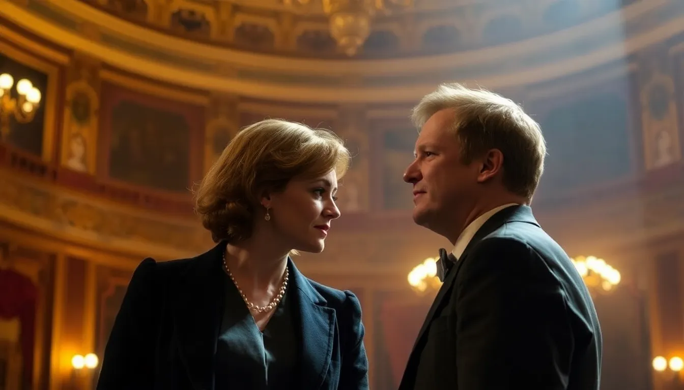 The contrasting dynamics between Elyot and Amanda, surrounded by their new spouses Victor and Sibyl, highlighting the tension between personal desire and societal expectations