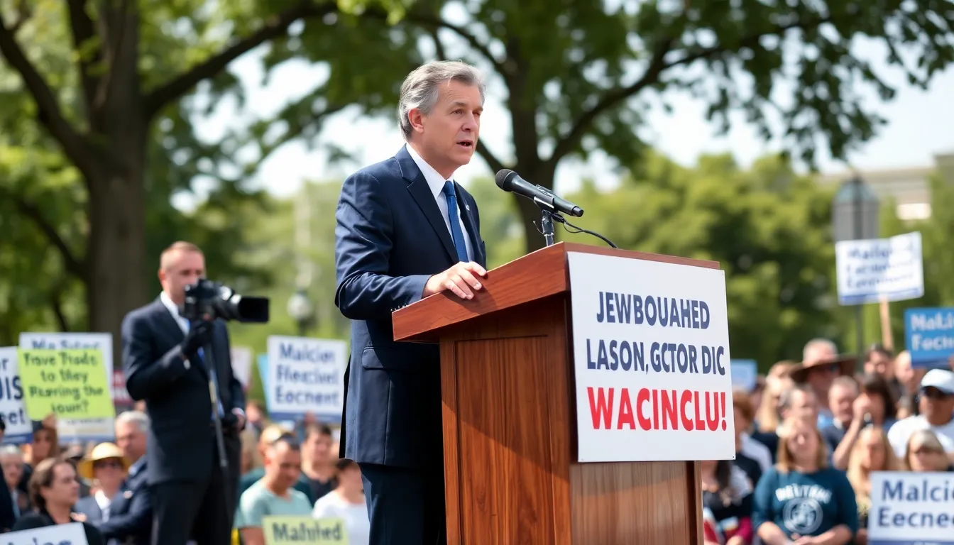 Robert F. Kennedy Jr. addresses a crowd, expressing his skepticism about vaccines and their safety, highlighting the divide in public opinion