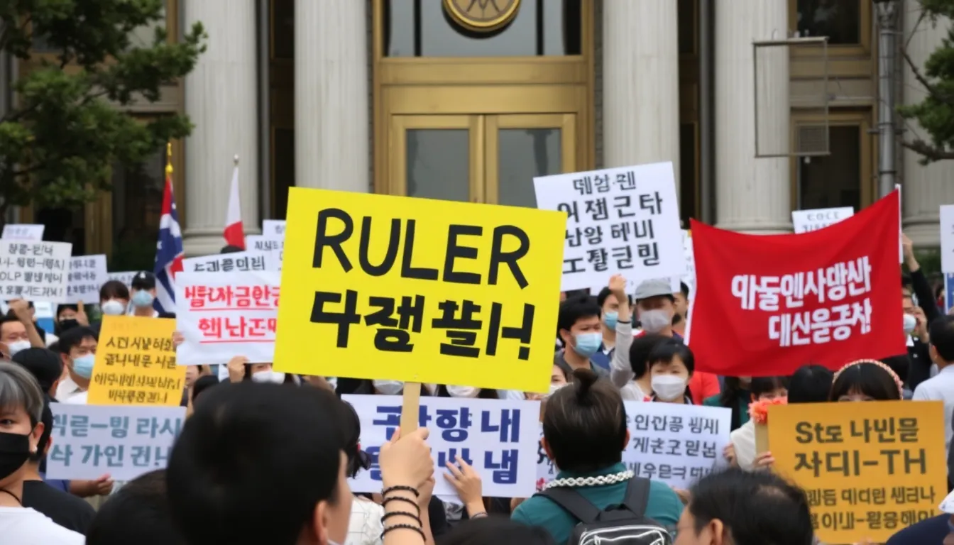 A diverse group of protesters rallying in front of a government building, demanding accountability and transparency from public officials