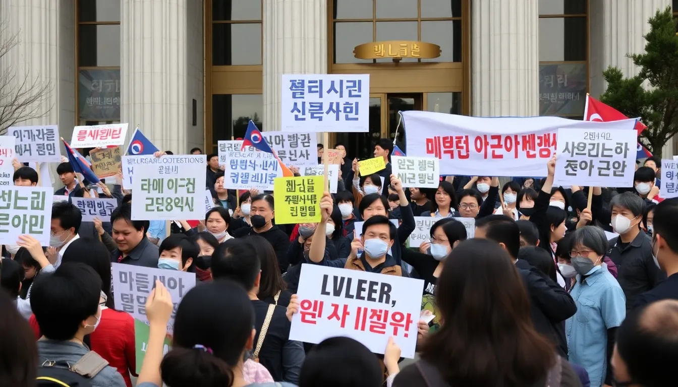 A historical timeline displayed in a public space, illustrating South Korea's political scandals and their impact on civic engagement and governance