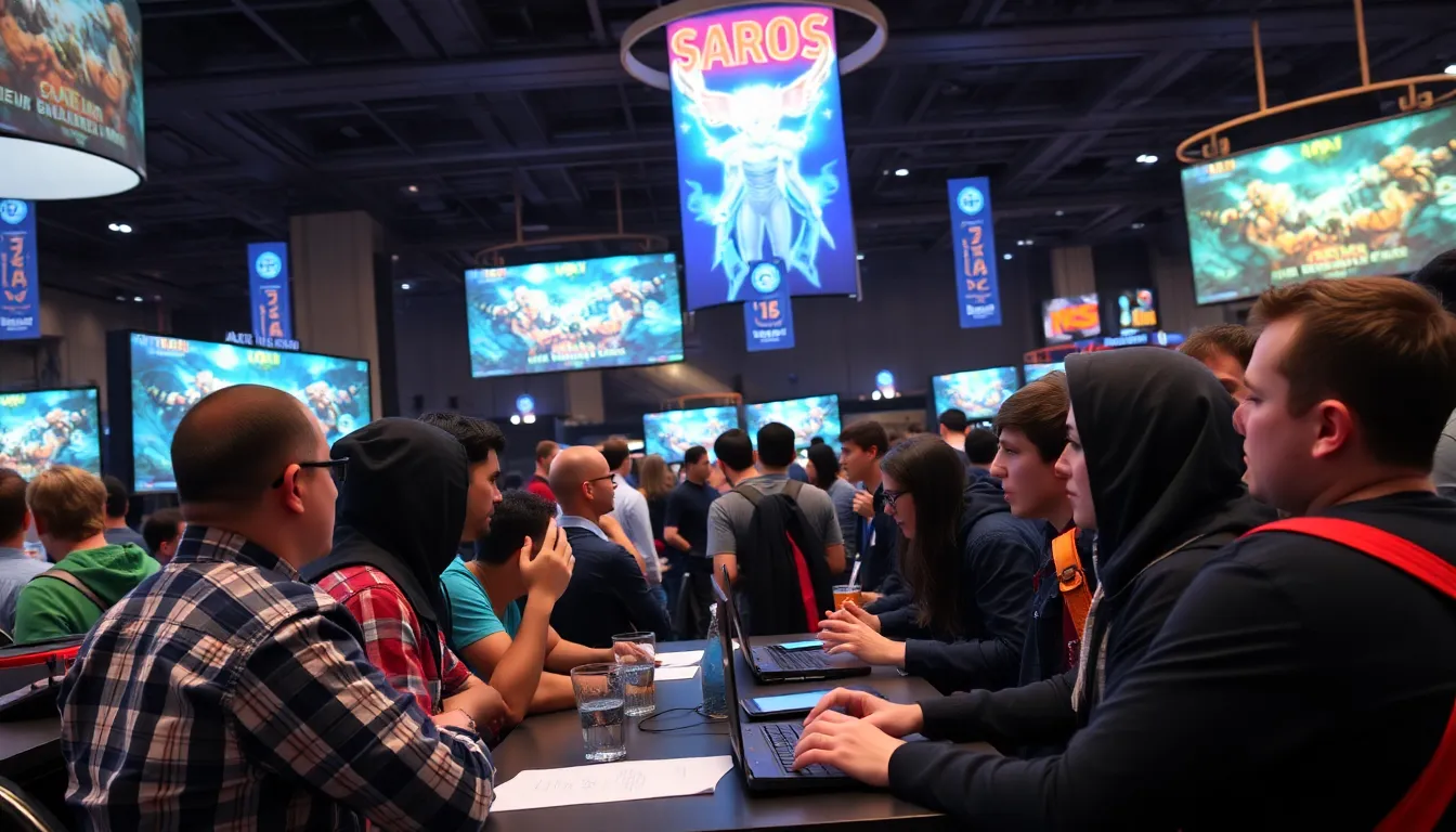A vibrant gaming community engaging in discussions and sharing experiences about Saros on social media platforms