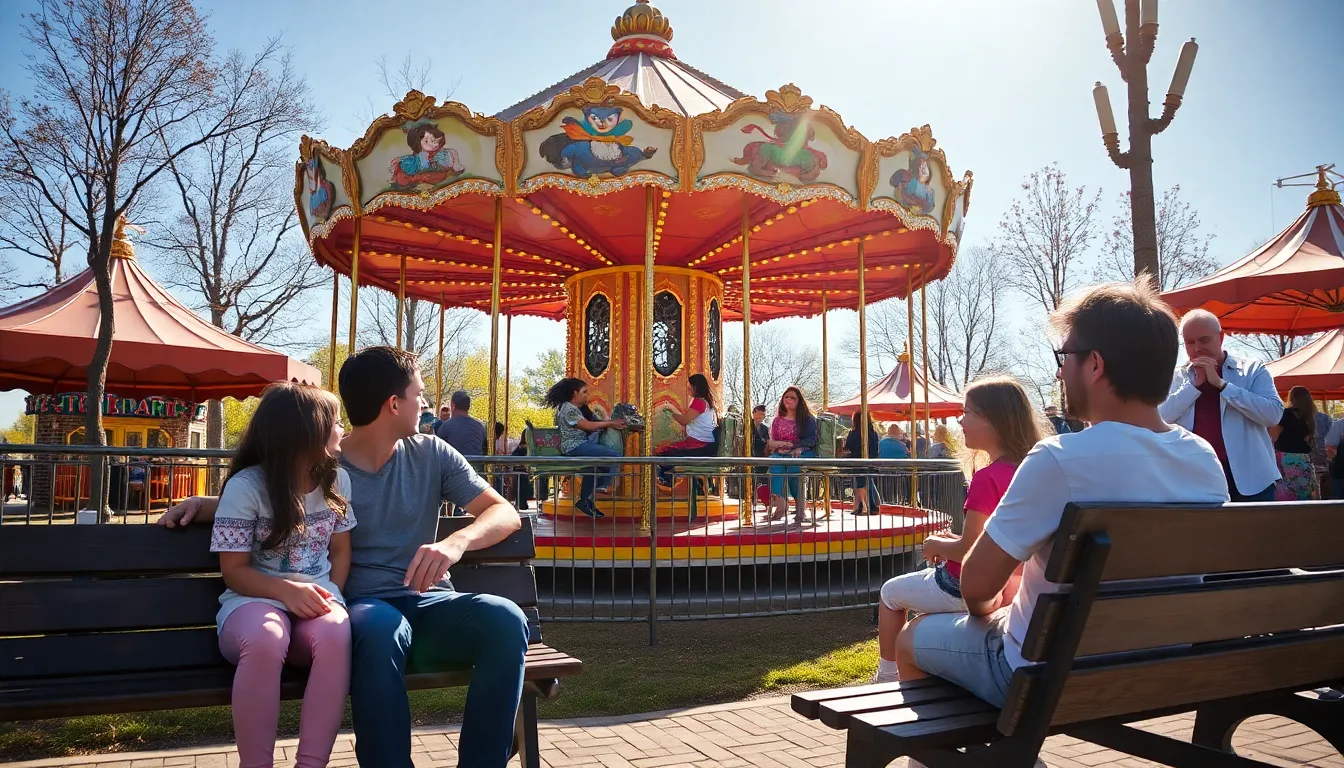 A group of excited visitors gathered around a newly launched roller coaster, showcasing the park's efforts to attract thrillseekers and families alike
